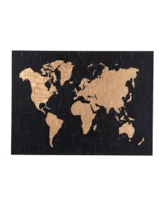 Peinture Carte Du Monde Canvas/bois Noir/or