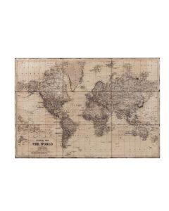 Carte Du Monde Metal Antique Gris