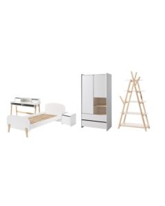 This Kiddy Combination In White Consists Of A Bed (90x200) With A Nightstand, 2 Door Wardrobe, Desk And Bookcase.