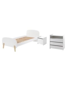 Kiddy Lot Avec Lit (90x200cm) Avec Chevet En Commode En Blanc