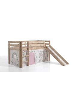 This Pino-combination Contains A Pino Mid Sleeper + Slide Natural  And A Curtain Birdy