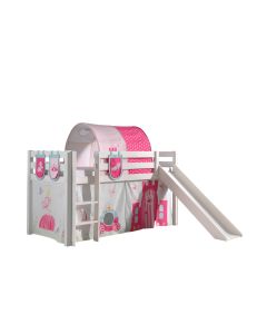 Pino Lot Avec Lit Compact Avec Toboggan Blanc, Une Housse Princesse, 3 Sachets Princesse Et Un Tunnel Princesse