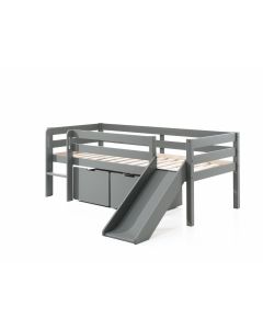 This Pino-combination Contains A Pino Midsleeper Ladder + Slide Grey  And A Pino Set Of 2 Drawers Grey