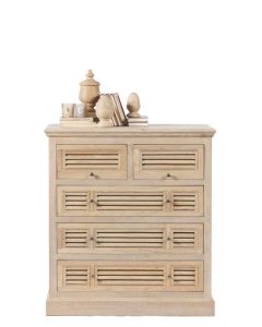 Cabinet In Weathered Oak. This Rustic Oak Cabinet Features 5 Convenient Drawers.