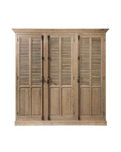 Country Closet In Oak, Weathered Finish. 3 Door Louvered Wardrobe.