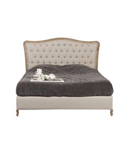 Bed 160 Linen Grey Oak Upholstered, 210cm Long