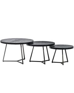 Black Round Coffee Table Set 3pcs Dalton