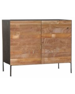 2-door Cabinet In Recycled Teak, Metal Finish